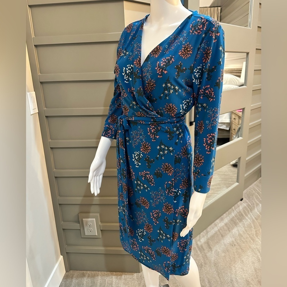 Remade Wrap Dress Teal Floral Size M NWOT